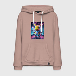 Толстовка-худи хлопковая мужская Cyber Pikachu - neon glow ai art fantasy, цвет: пыльно-розовый