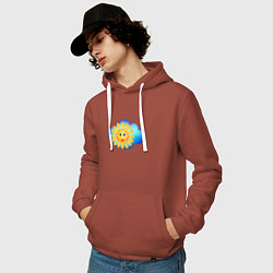 Толстовка-худи хлопковая мужская Веселое солнце, цвет: кирпичный — фото 2