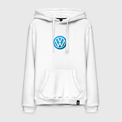 Толстовка-худи хлопковая мужская Volkswagen logo blue, цвет: белый