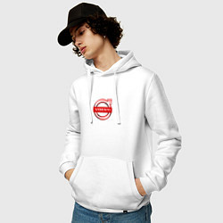 Толстовка-худи хлопковая мужская Volvo red logo, цвет: белый — фото 2