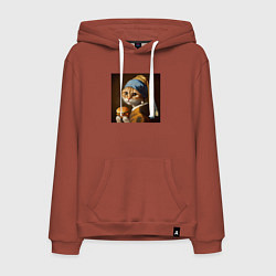 Мужская толстовка-худи Забавная кошка с бургером в лапах в стиле картины