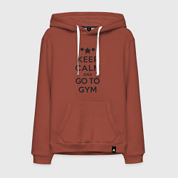 Толстовка-худи хлопковая мужская Go to gym, цвет: кирпичный
