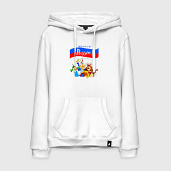Толстовка-худи хлопковая мужская Welcome to Russia inscription color, цвет: белый