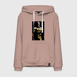 Толстовка-худи хлопковая мужская Ванпанчмен Сайтама супергерой, цвет: пыльно-розовый