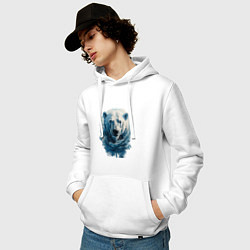 Толстовка-худи хлопковая мужская Мишка на севере, цвет: белый — фото 2