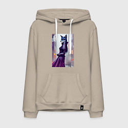 Мужская толстовка-худи Чернобурая лиса модница - нейросеть