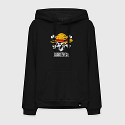 Мужская толстовка-худи One piece череп в соломенной шляпе