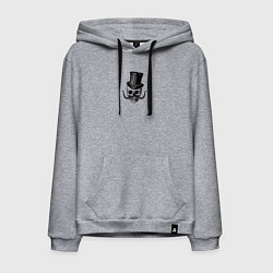Толстовка-худи хлопковая мужская Гравюра череп в цилиндре, цвет: меланж
