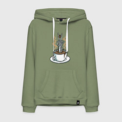 Толстовка-худи хлопковая мужская Skeletor coffee, цвет: авокадо