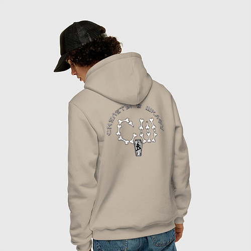 Мужская толстовка-худи Стикеры со скелетами / Миндальный – фото 4