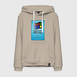 Толстовка-худи хлопковая мужская Windows 3, цвет: миндальный