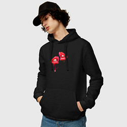 Толстовка-худи хлопковая мужская Sexy lips, цвет: черный — фото 2