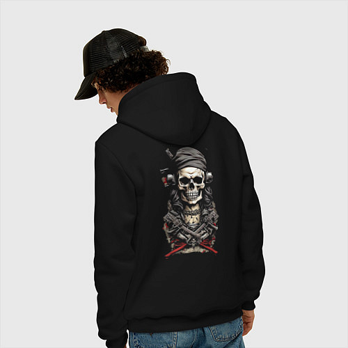 Мужская толстовка-худи Старая рокерша сзади / Черный – фото 4