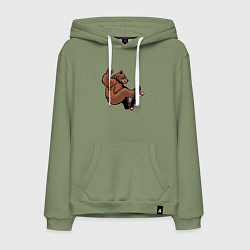 Толстовка-худи хлопковая мужская Мишка скейтер, цвет: авокадо