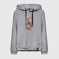 Мужская толстовка-худи Птица Калипта Анны среди цветов