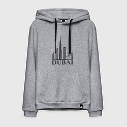 Толстовка-худи хлопковая мужская Dubai city style, цвет: меланж