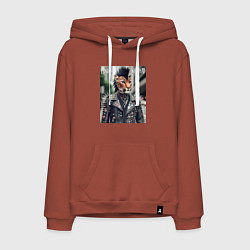 Мужская толстовка-худи Леопард панк музыкант - нейросеть