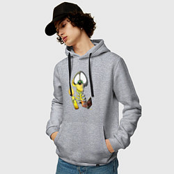Толстовка-худи хлопковая мужская Скелет ученый, цвет: меланж — фото 2