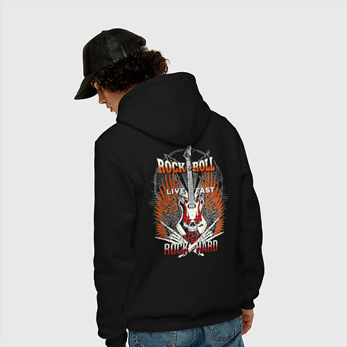 Мужская толстовка-худи Рокнрольные девизы / Черный – фото 4