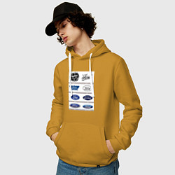 Толстовка-худи хлопковая мужская Ford логотип, цвет: горчичный — фото 2