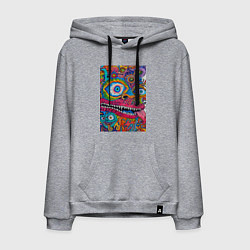 Толстовка-худи хлопковая мужская Психоделический монстр, цвет: меланж