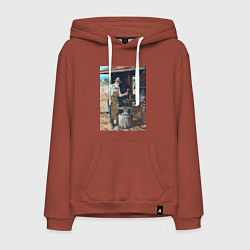 Толстовка-худи хлопковая мужская Металлург, цвет: кирпичный