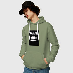 Толстовка-худи хлопковая мужская Swans Filth, цвет: авокадо — фото 2