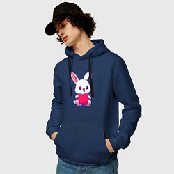 Толстовка-худи хлопковая мужская Heart rabbit, цвет: тёмно-синий — фото 2