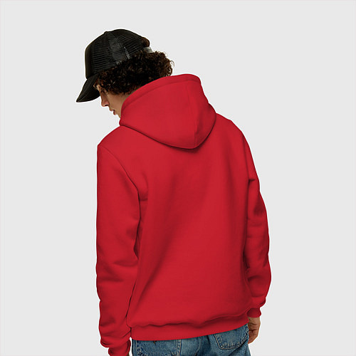 Мужская толстовка-худи Manowar - неоновый череп / Красный – фото 4