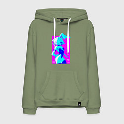 Толстовка-худи хлопковая мужская Девочка зайчик-самурай с катаной - sexy, цвет: авокадо