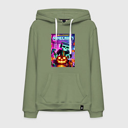 Мужская толстовка-худи Skeleton and pumpkin - neon glow