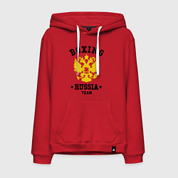 Толстовка-худи хлопковая мужская Boxing Russia Team, цвет: красный