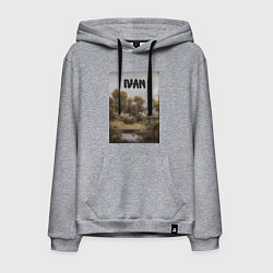 Толстовка-худи хлопковая мужская Ivan дом у озера, цвет: меланж