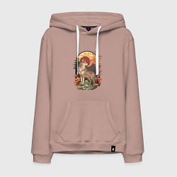 Мужская толстовка-худи Волк в лесу в японском стиле