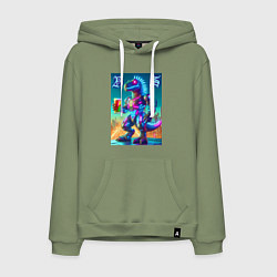 Мужская толстовка-худи Beersaur neon glow - meme