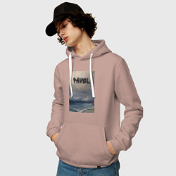 Толстовка-худи хлопковая мужская Pavel волны, цвет: пыльно-розовый — фото 2