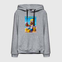 Толстовка-худи хлопковая мужская Minecraft and Simpsons collaboration - ai art, цвет: меланж