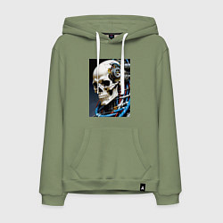 Мужская толстовка-худи Кибер череп - нейроарт фантазия