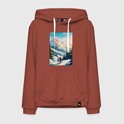 Мужская толстовка-худи Лыжник в горах