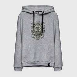 Толстовка-худи хлопковая мужская Медведь винтаж, цвет: меланж