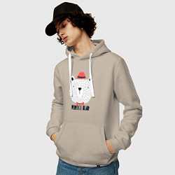 Толстовка-худи хлопковая мужская Идеальный медведь, цвет: миндальный — фото 2