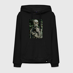 Мужская толстовка-худи Скелет с черным котом
