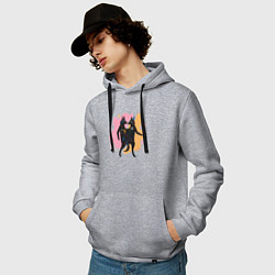 Толстовка-худи хлопковая мужская Танец лисичек, цвет: меланж — фото 2