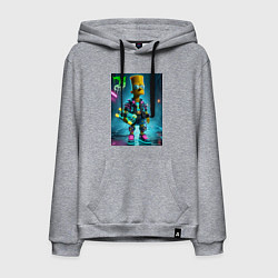 Мужская толстовка-худи Барт Симпсон со скейтбордом под проливным дождём -