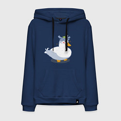 Мужская толстовка-худи Милая уточка гусь с цветочком на голове