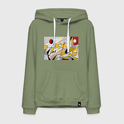 Толстовка-худи хлопковая мужская Абстракция поп-арт геометрия, цвет: авокадо