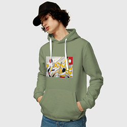 Толстовка-худи хлопковая мужская Абстракция поп-арт геометрия, цвет: авокадо — фото 2