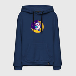 Мужская толстовка-худи Единорог читает на луне