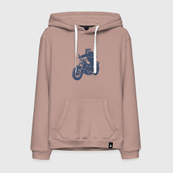 Мужская толстовка-худи Енот байкер на мотоцикле на чоппере