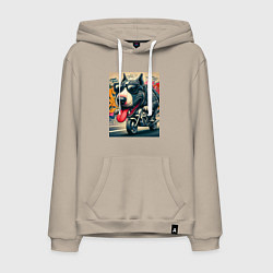 Мужская толстовка-худи Бультерьер управляет мотоциклом - граффити